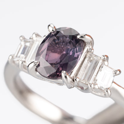 Pt900 タンザニア産 非加熱サファイア 1.04ct ダイヤモンド 0.36ct (G/VS) リング（GIA鑑別付）