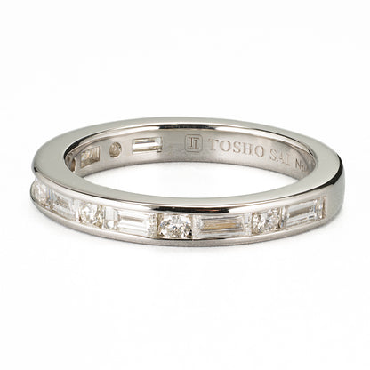 ZUISHO | プラチナ950 ラウンド バゲット ダイヤモンド 0.97ct G+ VS+ レール留め ハーフエタニティ リング