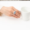 サファイアxダイヤモンド プラチナリング S: 1.25 ct D: 2.25ct Pt900　フラワー