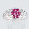 ルビーxダイヤモンド プラチナリング R: 0.78 ct D: 1ct Pt900 フラワー