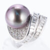 タヒチパールxダイヤモンド プラチナリング P: 12.5mm D: 1.58ct Pt900