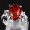 スリーストン メキシコオパールxダイヤモンド プラチナリング MO: 4.32 ct D: 0.43ct Pt900