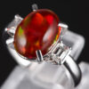 スリーストン メキシコオパールxダイヤモンド プラチナリング MO: 4.32 ct D: 0.43ct Pt900