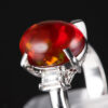 スリーストン メキシコオパールxダイヤモンド プラチナリング MO: 4.32 ct D: 0.43ct Pt900