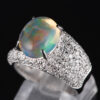 パヴェ メキシコオパールxダイヤモンド プラチナリング MO: 3.12 ct D: 0.93ct Pt900