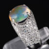 パヴェ メキシコオパールxダイヤモンド プラチナリング MO: 3.12 ct D: 0.93ct Pt900