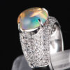 パヴェ メキシコオパールxダイヤモンド プラチナリング MO: 3.12 ct D: 0.93ct Pt900