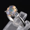 スリーストン メキシコオパールxダイヤモンド プラチナリング MO: 2.12 ct D: 0.31ct Pt900