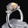 スリーストン メキシコオパールxダイヤモンド プラチナリング MO: 2.12 ct D: 0.31ct Pt900