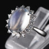 ハロー ブルームーンxダイヤモンド プラチナリング Bm: 5.1 ct D: 0.59ct Pt900