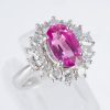 ハローリング ピンクサファイアxダイヤモンド プラチナリング PS: 3.29 ct D: 1.43ct Pt900