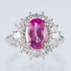 ハローリング ピンクサファイアxダイヤモンド プラチナリング PS: 3.29 ct D: 1.43ct Pt900