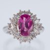 ハローリング ピンクサファイアxダイヤモンド プラチナリング PS: 3.29 ct D: 1.43ct Pt900