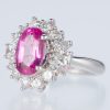 ハローリング ピンクサファイアxダイヤモンド プラチナリング PS: 3.29 ct D: 1.43ct Pt900