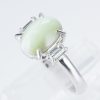 スリーストーン キャッツアイxダイヤモンド プラチナリング C: 4.78 ct D: 0.24ct Pt900