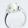 スリーストーン キャッツアイxダイヤモンド プラチナリング C: 4.78 ct D: 0.24ct Pt900