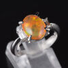 スリーストン メキシコオパールxダイヤモンド プラチナリング MO: 2.27 ct D: 0.34ct Pt900