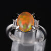 スリーストン メキシコオパールxダイヤモンド プラチナリング MO: 2.27 ct D: 0.34ct Pt900