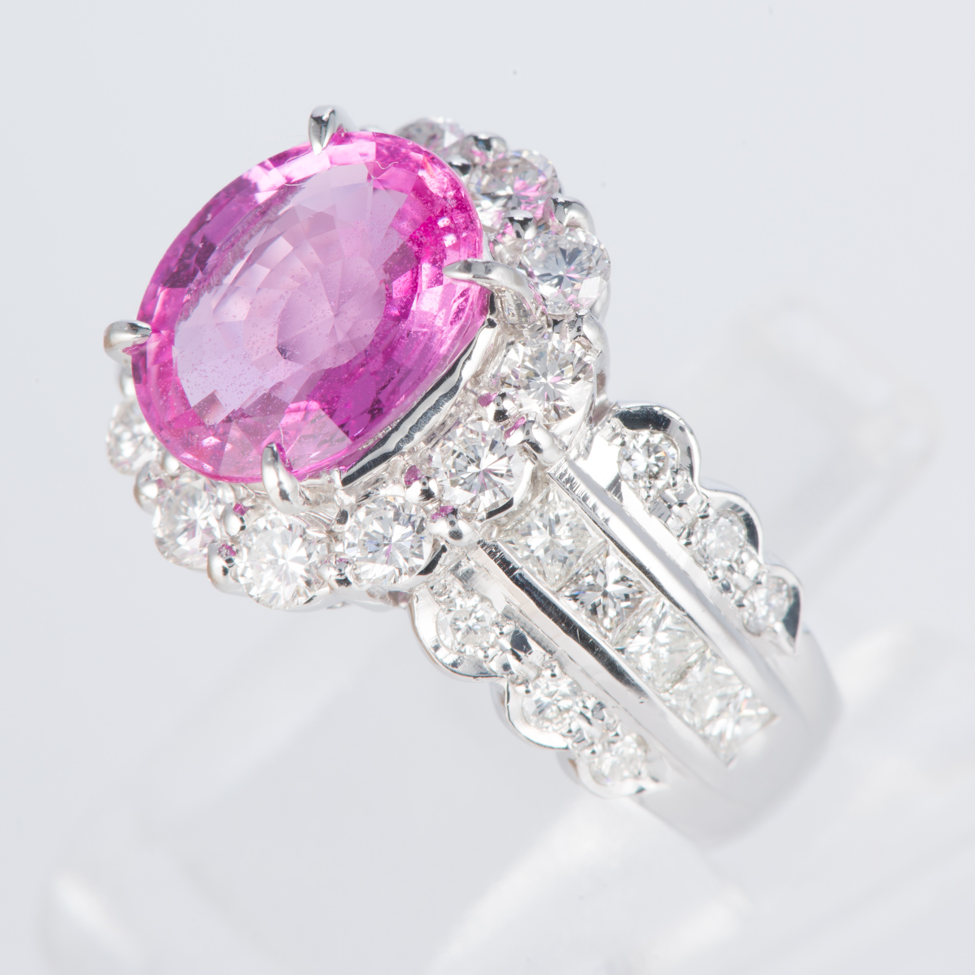 ピンクサファイアxダイヤモンド プラチナリング PS: 2.88 ct D