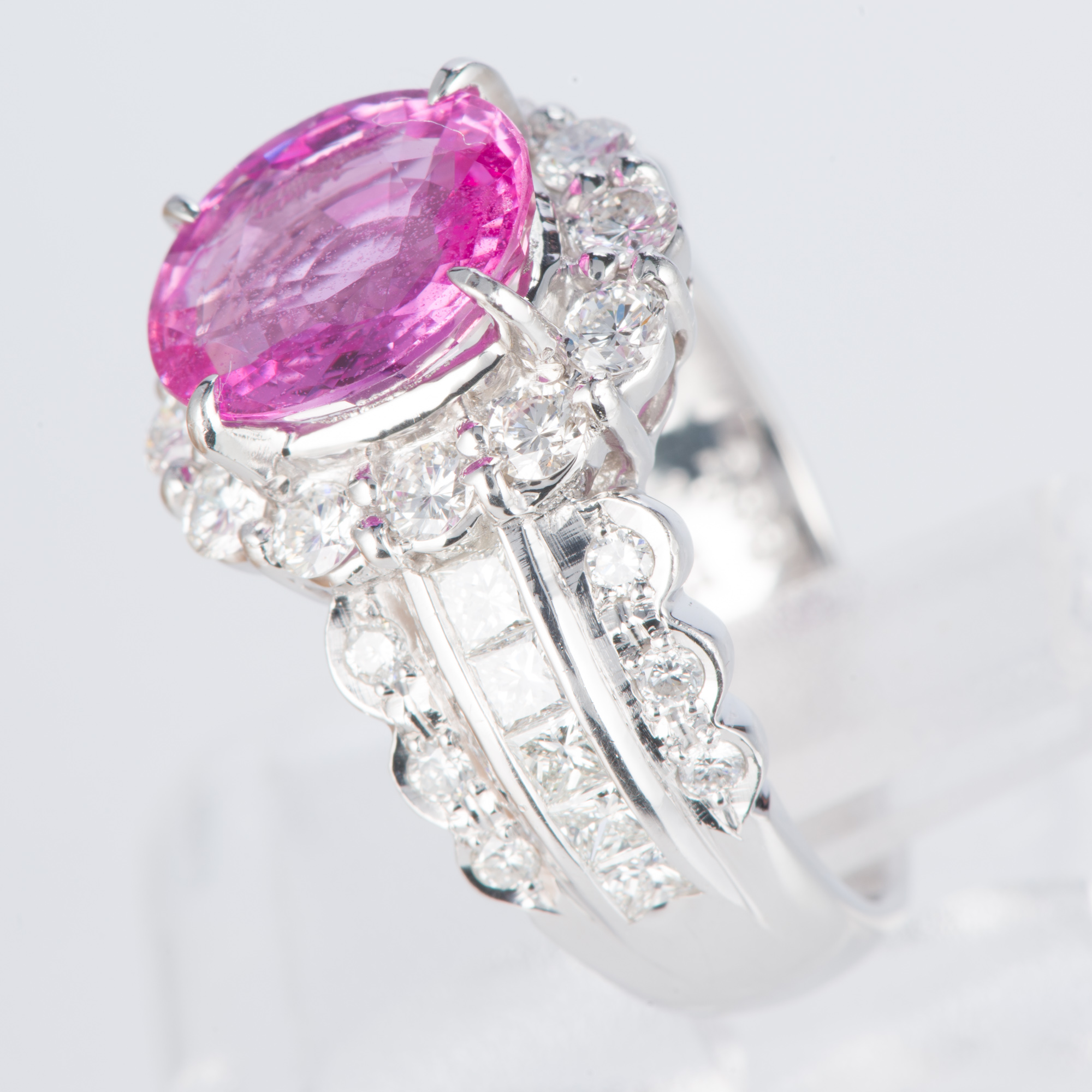 Pink Sapphire Pt900/850ピンクサファイヤ ダイヤペンダント (NO