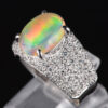 パヴェ メキシコオパールxダイヤモンド プラチナリング MO: 2.92 ct D: 0.92ct Pt900