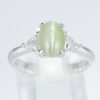 スリーストーン キャッツアイxダイヤモンド プラチナリング C: 2.8 ct D: 0.39ct Pt900