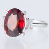 スリーストーン スぺサルティンガーネット x ダイヤモンド プラチナリング SG: 7.71 ct D: 0.38ct Pt900 - 画像 (2)