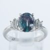 ステップ アレキサンドライトxダイヤモンド プラチナリング Al: 1.73 ct D: 0.37ct Pt900