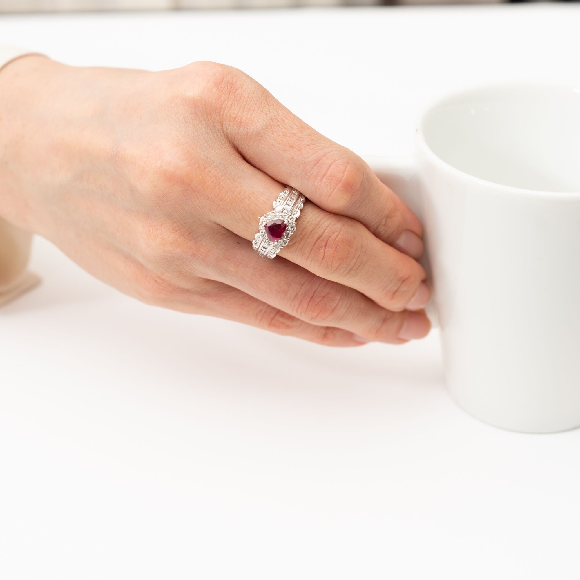 ルビーxダイヤモンド プラチナリング R: 1.08 ct D: 0.7ct Pt900