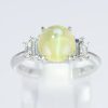 ステップ キャッツアイxダイヤモンド プラチナリング C: 3.02 ct D: 0.45ct Pt900
