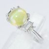 ステップ キャッツアイxダイヤモンド プラチナリング C: 3.02 ct D: 0.45ct Pt900