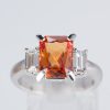 オレンジサファイアxダイヤモンド プラチナリング OS: 3.03 ct D: 0.49ct Pt900 - 画像 (2)
