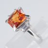 オレンジサファイアxダイヤモンド プラチナリング OS: 3.03 ct D: 0.49ct Pt900 - 画像 (3)