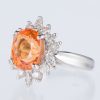 スリーストーン スぺサルティンガーネット x ダイヤモンド プラチナリング SG: 5.11 ct D: 0.86ct Pt900 - 画像 (2)