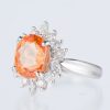 スリーストーン スぺサルティンガーネット x ダイヤモンド プラチナリング SG: 5.11 ct D: 0.86ct Pt900 - 画像 (3)