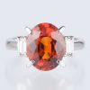 スリーストーン スぺサルティンガーネット x ダイヤモンド プラチナリング SG: 5.26 ct D: 0.25ct Pt900 - 画像 (2)