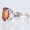 スリーストーン スぺサルティンガーネット x ダイヤモンド プラチナリング SG: 5.26 ct D: 0.25ct Pt900 - 画像 (4)
