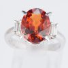 スリーストーン スぺサルティンガーネット x ダイヤモンド プラチナリング SG: 5.26 ct D: 0.25ct Pt900 - 画像 (7)