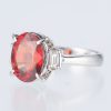 スリーストーン スぺサルティンガーネット x ダイヤモンド プラチナリング SG: 5.46 ct D: 0.31ct Pt900 - 画像 (2)