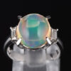 スリーストン メキシコオパールxダイヤモンド プラチナリング MO: 5.33 ct D: 0.31ct Pt900