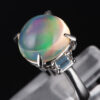 スリーストン メキシコオパールxダイヤモンド プラチナリング MO: 5.33 ct D: 0.31ct Pt900