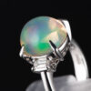 スリーストン メキシコオパールxダイヤモンド プラチナリング MO: 5.33 ct D: 0.31ct Pt900