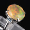 9ct メキシコオパールxダイヤモンドプラチナリング Pt900