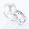 南洋パールxダイヤモンド ホワイトゴールドリング P: 11.42mm D: 0.28ct K18WG