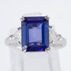 スリーストーン タンザナイトxダイヤモンド プラチナリング Ta: 4.89 ct D: 0.42ct Pt900