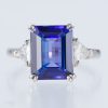 スリーストーン タンザナイトxダイヤモンド プラチナリング Ta: 4.89 ct D: 0.42ct Pt900