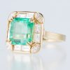 ロック コロンビア産エメラルドイエローゴールドリング E: 4.82ct  D:1.43ct - 画像 (2)