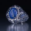 ライトニング プラチナ製スターサファイアダイヤモンドリング (SS: 12.35ct S: 7.13ct D:0.94ct Pt950)黒バック