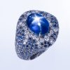 ライトニング プラチナ製スターサファイアダイヤモンドリング (SS: 12.35ct S: 7.13ct D:0.94ct Pt950)斜め上から