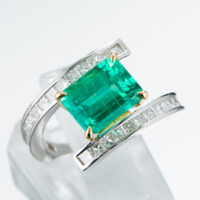 2.61ct コロンビア産エメラルド　プラチナ製リング E:2.61ct D:1.10ct Pt950/K18YG GIA